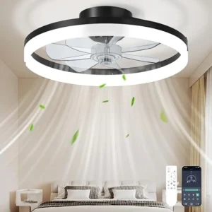 20" Modern Low Profile Foldable Ceiling Fan with Light